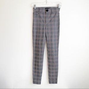 ZARA high rise plaid pants leggings skinny XS black white NWT